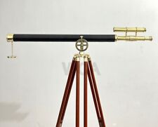 Brass Telescope Double Barrel spy glass with Adjustable Tripod Home/Office Decor picture