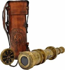 18 inch Handheld Telescope Antique Spyglass with Leather Case Nautical Gift picture