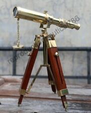 Solid Brass Telescope With Wooden Tripod Nautical Navy Ship Telescope picture