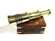 Nautical Royal Navy Replica Brass London 1915 Telescope with Wooden Box Free picture