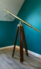 Marine Navy Nautical Brass Telescope With Wooden Tripod Stand Full Size 39
