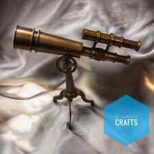 Vintage Style Double Barrel Nautical Antique Brass Telescope With Tripod Stand picture