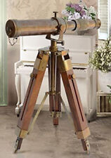Nautical Brass Antique Telescope Spyglass with Wooden Stand Home Decor Gift picture
