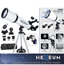 HEXEUM AZ80600 Telescope 80mm Aperture 600mm | Phone adapter w/remote NIB picture
