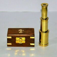 Brass Polished Nautical Telescope With Wooden Box Marine Vintage Good Gift Ite picture