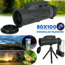 BAK4 80X100 Zoom HD Lens Prism Hiking Monocular Telescope with Tripod Phone Clip picture
