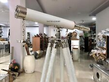 Nautical Floor Standing Nickle with White Leather Harbor Master Telescope 18