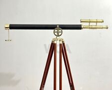 Brass Telescope Double Barrel spy glass with Adjustable Tripod Home/Office Décor picture