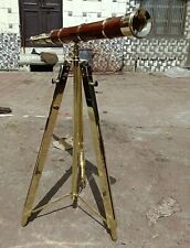Handmade Antique Standing Brass 32 In Telescope with Brass Tripod Stand picture