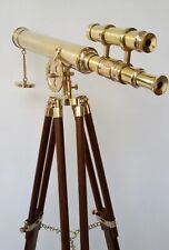 Double Barrel Antique Telescope Golden Finish Tripod Stand For Adults Astronomy picture