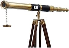 NauticalMart Floor Standing Brass - Leather Admiral Telescope 60