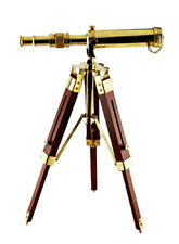 Nautical Desk Décor Brass Telescope With Wooden Tripod Stand Maritime best gift picture