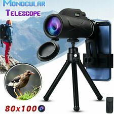 80x100 BAK4 HD Zoom Lens Prism Monocular Waterproof Telescope+Tripod+ Phone Clip picture