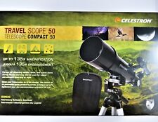 Celestron Compact Travel Scope 50mm f/7.2 AZ Refractor Telescope Kit Up To 135X picture