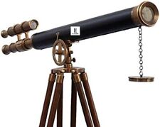 NauticalMart Floor Standing Brass Telescope Griffith Astro Antique Brass with Le picture