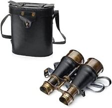 Brass Binocular with Leather Case Vintage Survival Instrument Watching Telescope picture