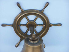 Antique Brass Hanging Ship Wheel Bell 7