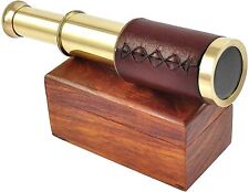 Nautical Brass 6 inch Spyglass Telescope with Wooden Box Brass Monocular picture