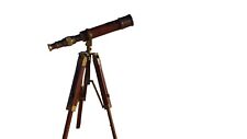 Telescope wooden stand brass decor vintage collectors memories voyage sailing picture