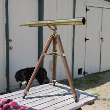 Bushnell HarborMaster Solid Brass Telescope w Wooden Base 35 x 60mm Lens w Cap picture