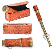 Brass Antique Nautical Maritime DOLLOND LONDON Telescope With Leather Box Gift. picture