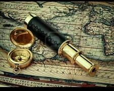 Nautical Brass Pocket Push Button Compass & 6'' Vintage Brass Pocket Telescope picture
