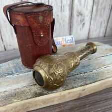 Victorian Style Etched Brass Telescope w/ Wooden Box - Antique Finish - Nautical picture