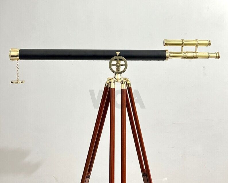 Brass Telescope Double Barrel spy glass with Adjustable Tripod Home/Office Decor