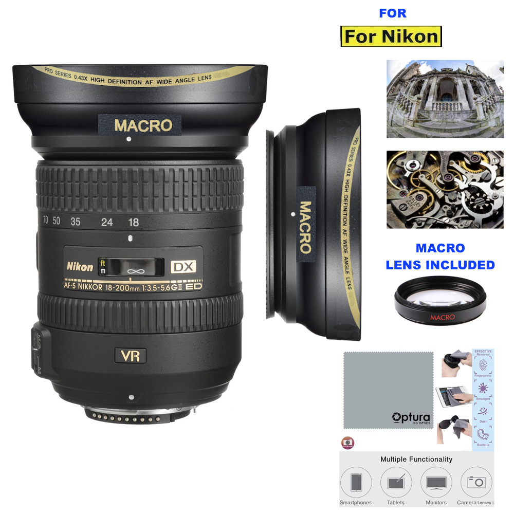 Wide Angle Macro Lens for Nikon AF-S DX NIKKOR 18-200mm f/3.5-5.6G ED VR II Lens
