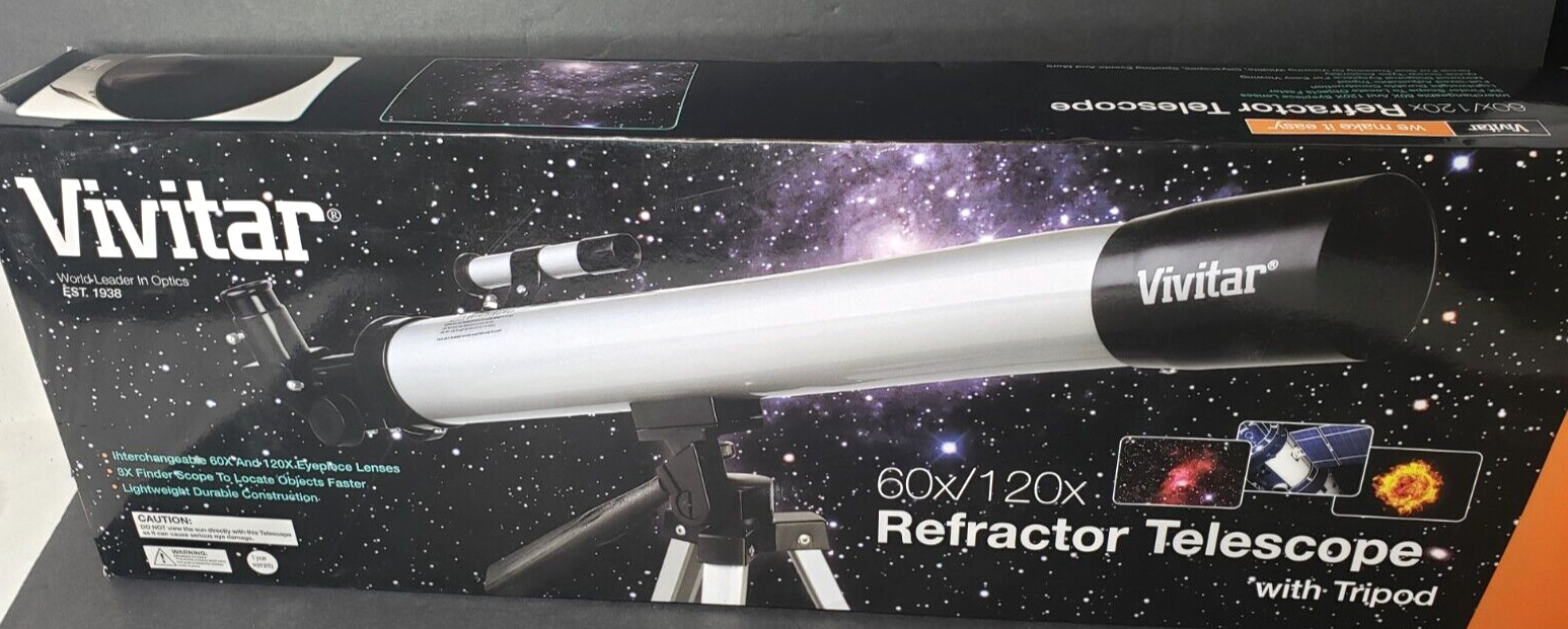 Vivitar Refractor Telescope With Tripod 60x/120x Model VIV-TEL-50600 New in Box