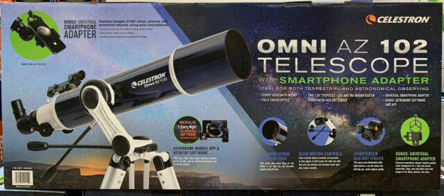 Celestron Omni AZ 102 102mm/f6.5 Reflector Telescope with Smartphone Adapter NEW