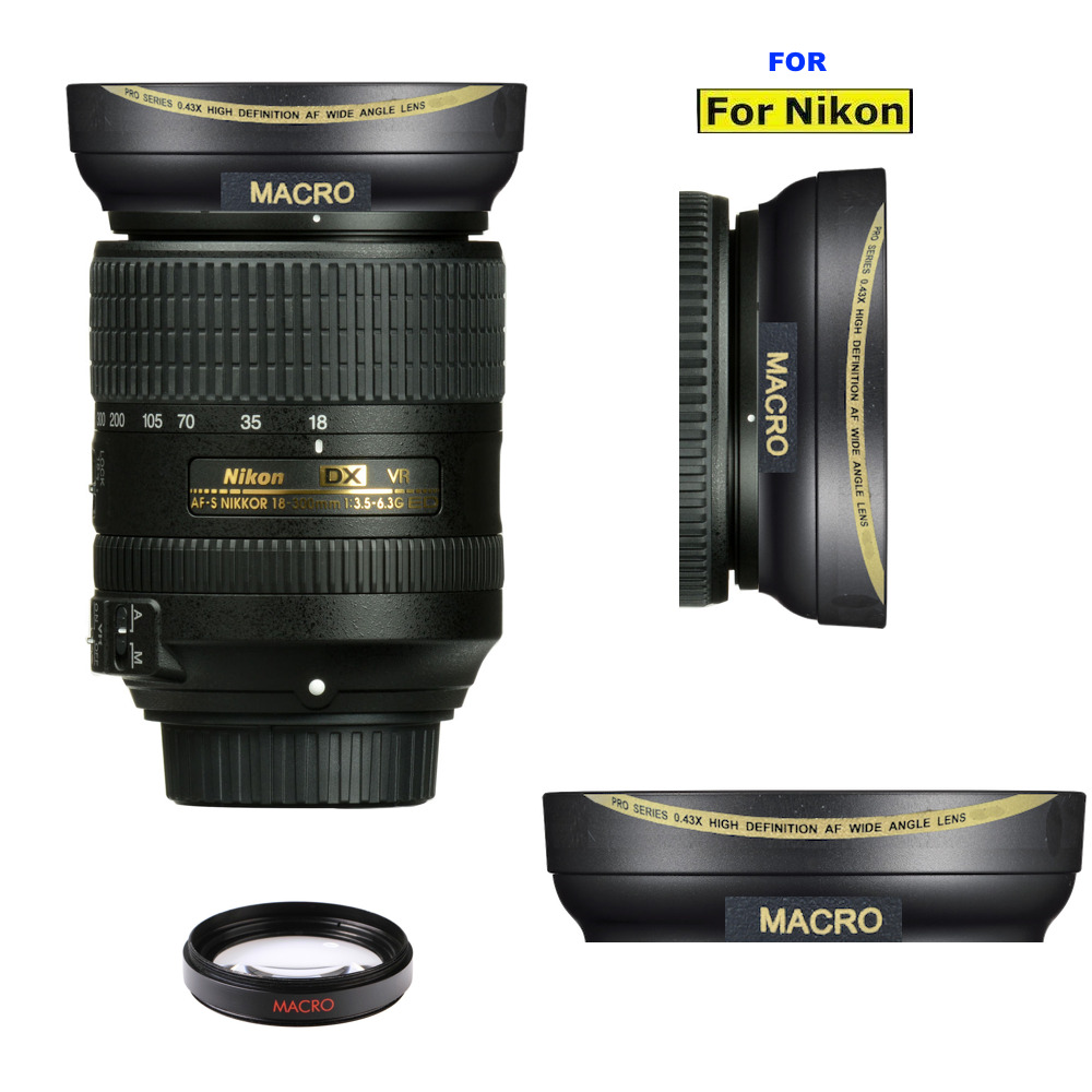 Wide Angle Macro Lens for Nikon AF-S DX NIKKOR 18-300mm f/3.5-6.3G ED VR Lens