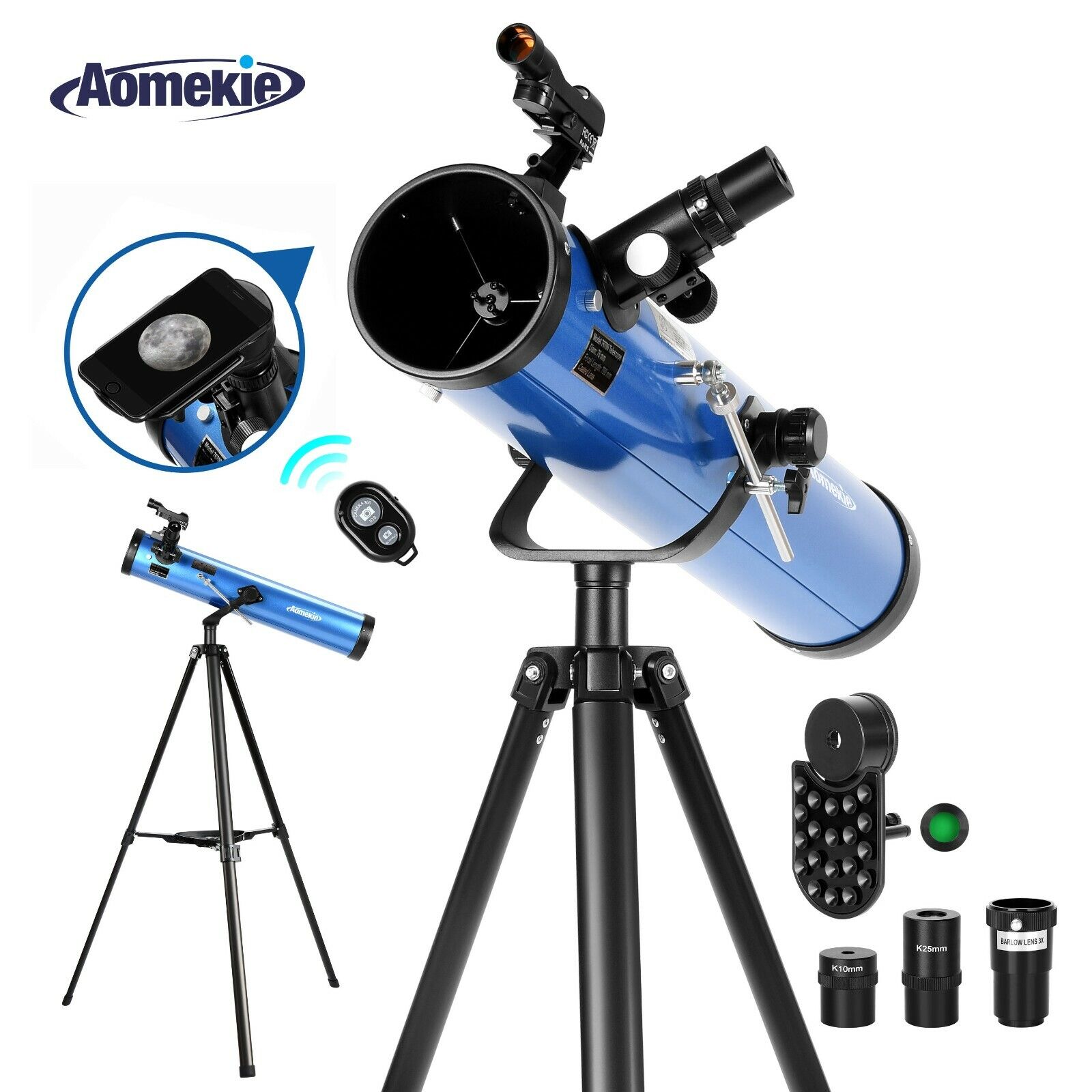 Reflector Telescopes 70076 with High Tripod Phone Holder 210X for Moon Watching