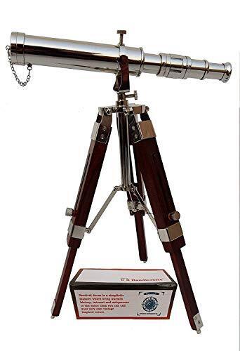 Vintage Brass Nickle Telescope on Tripod Stand/Chrome Desktop NICKLE / Chrome 