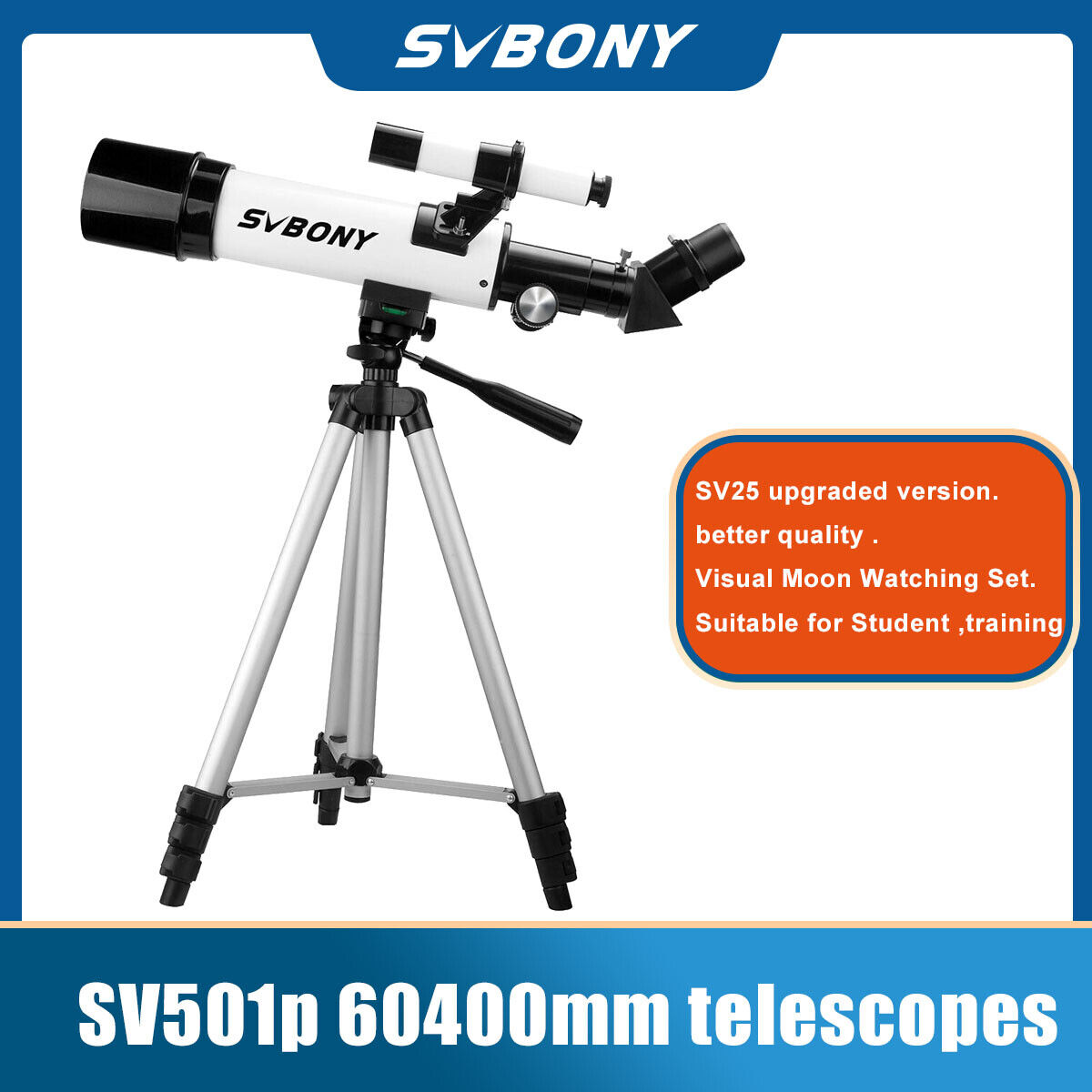 SVBONY SV501P 60/70mm Telescope sets for Beginner&student Night Vision Moon Gift