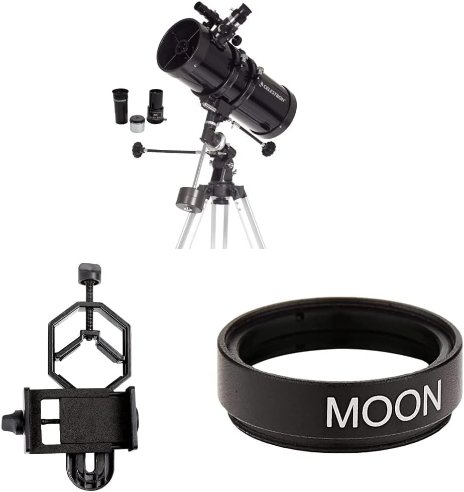 Powerseeker 127EQ Telescope & Smartphone Photography Adapter Moon Filter 