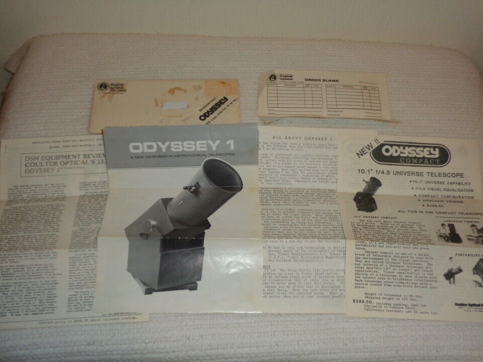Odyssey 1 Astronomical Telescopes Vintage Original 1982 Papers Ephemera Specs