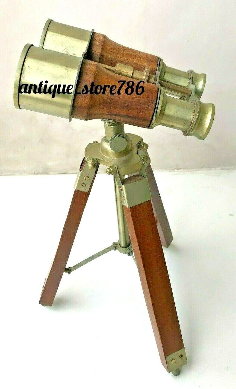 Nautical Brass 14 inch Tripod Binocular Monocular Telescope Rosewood Spyglass 