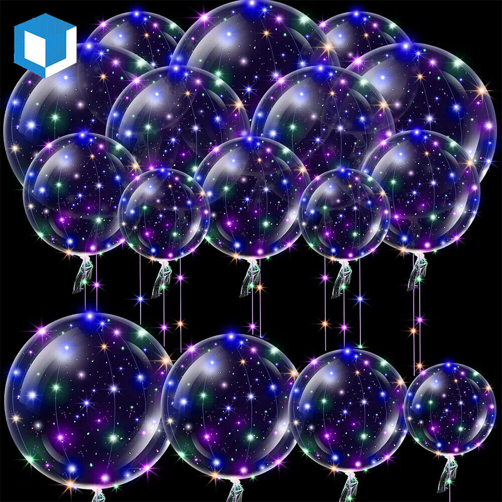 10PCS LED Light Up BOBO Balloons Transparent Bubble Balloon for Home Party Decor