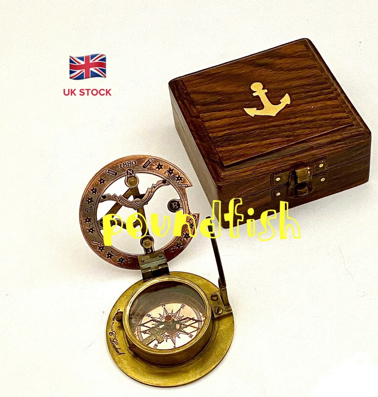 Brass Sundial Compass – Antique Sundial Compass with Box 