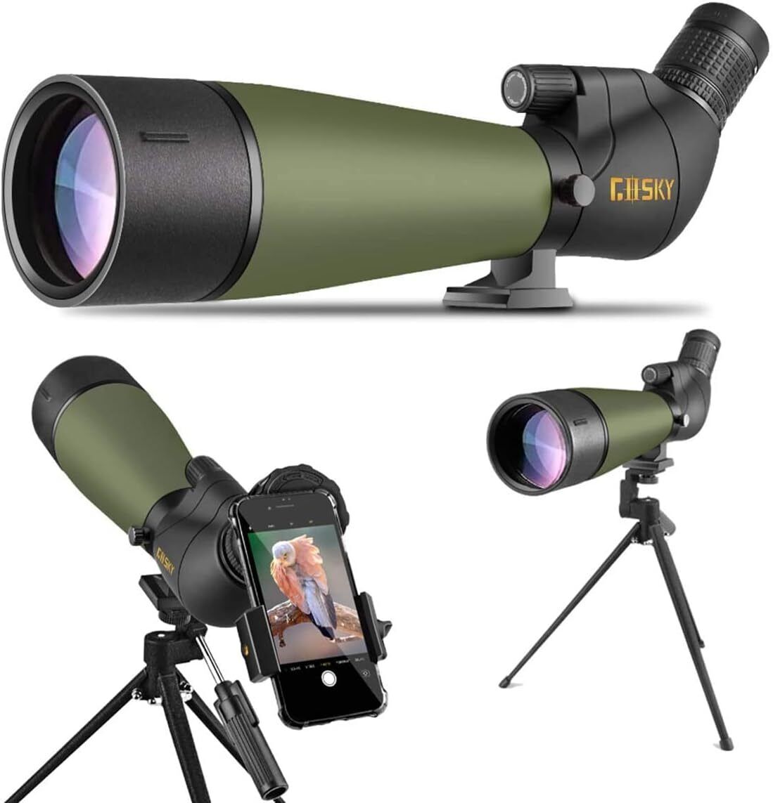 Updated Spotting Scopes with Tripod, Carrying Bag and Quick Phone Holder