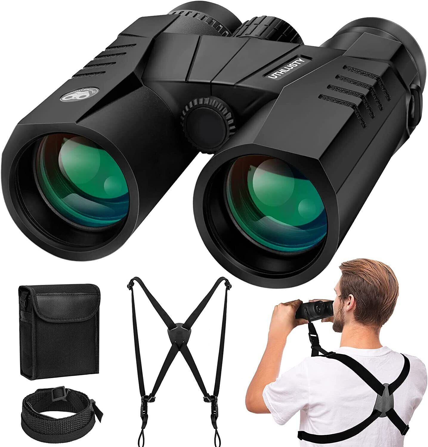 ✅ Uthlusty 12X42 HD Binoculars for Adults with Harness Strap Professional High