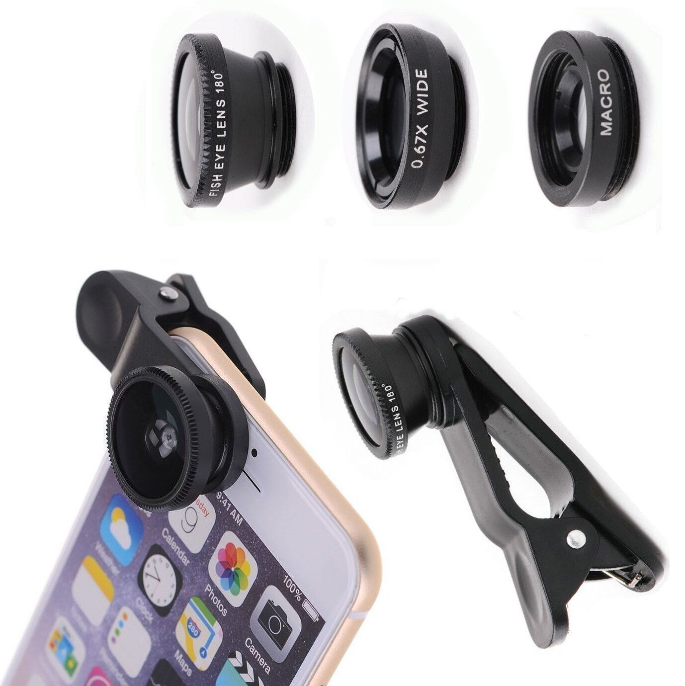3 in1 Fish Eye Wide Angle Macro Telephoto Lens Camera for iPhone 6 PLUS 5 5S 5C