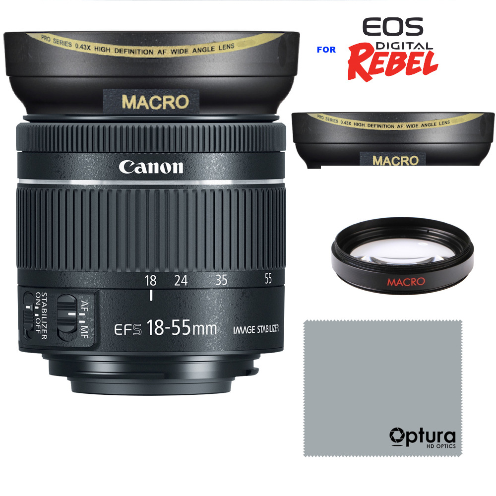 WIDE ANGLE + MACRO LENS FOR Canon EF-S 18-55mm f/4-5.6 IS STM Lens WORKS ON 58MM