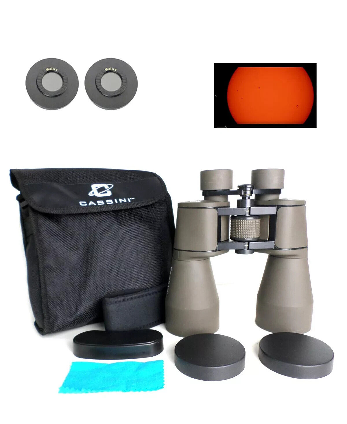 CASSINI 20x 60mm Binocular and Shoulder Case with Solar Filter Caps