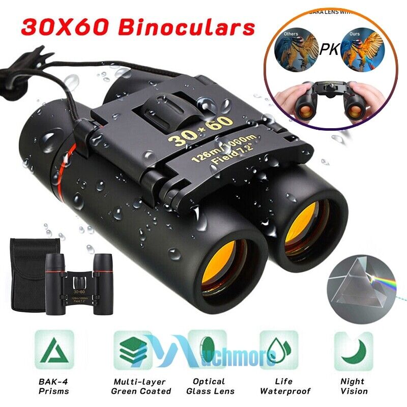 8x21 30x60 Binoculars With Day Night Vision PRISM High Power Waterproof + Case