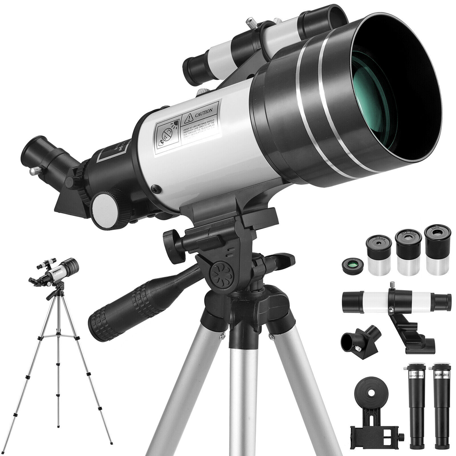 300mm Astronomical Telescope 150X with Phone Adapter for Beginner Moon Watching