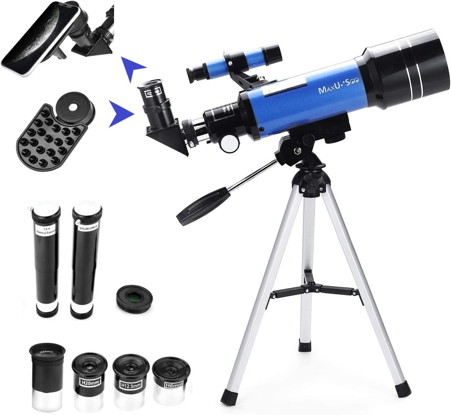 70Mm Telescope for Kids & Astronomy Beginners, Refractor Telescope with Tripod &
