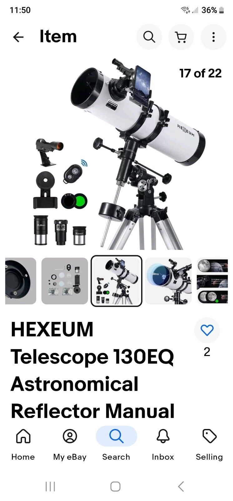 HEXEUM Telescope 130EQ Astronomical Reflector Manual Equatorial telescope