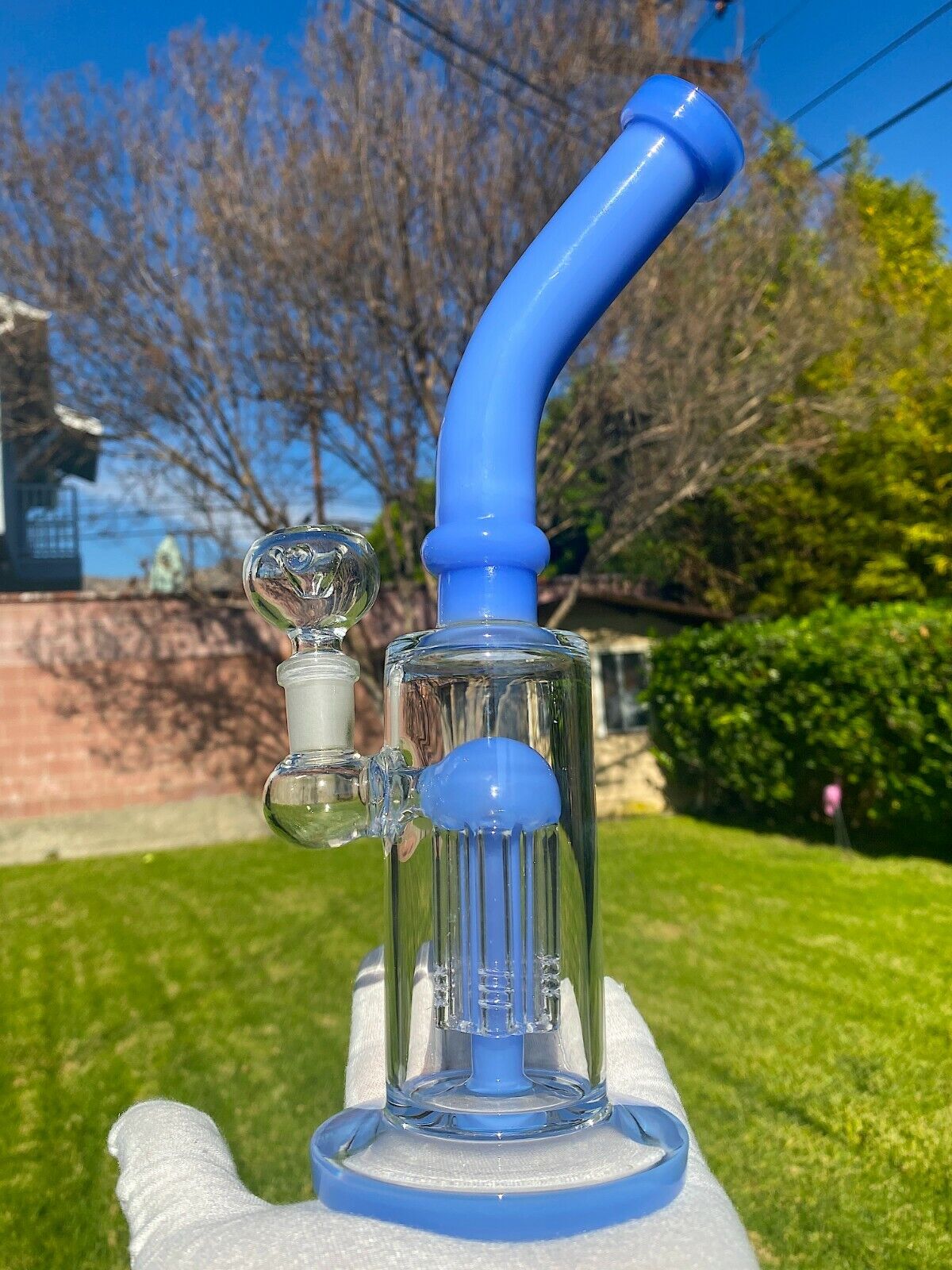 11\'\' Hookah Glass Water Pipe Bong Bubble W Double Percolator Fast Shipping 